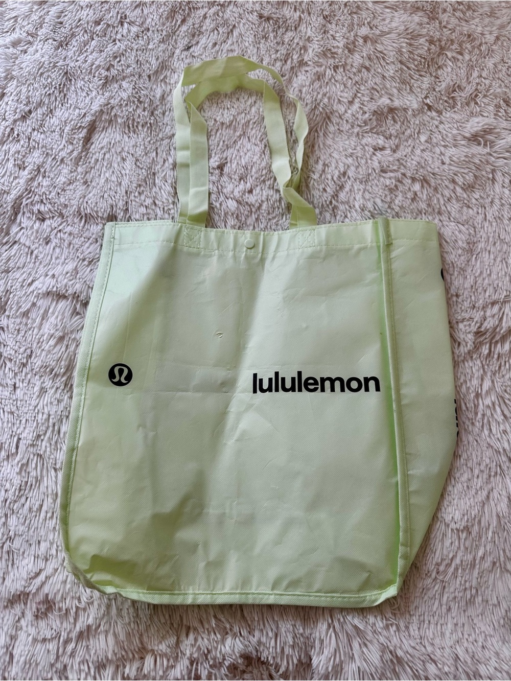 LULULEMON Lime Green Large Reusable Shopping Tote Bag Limited Edition Logo